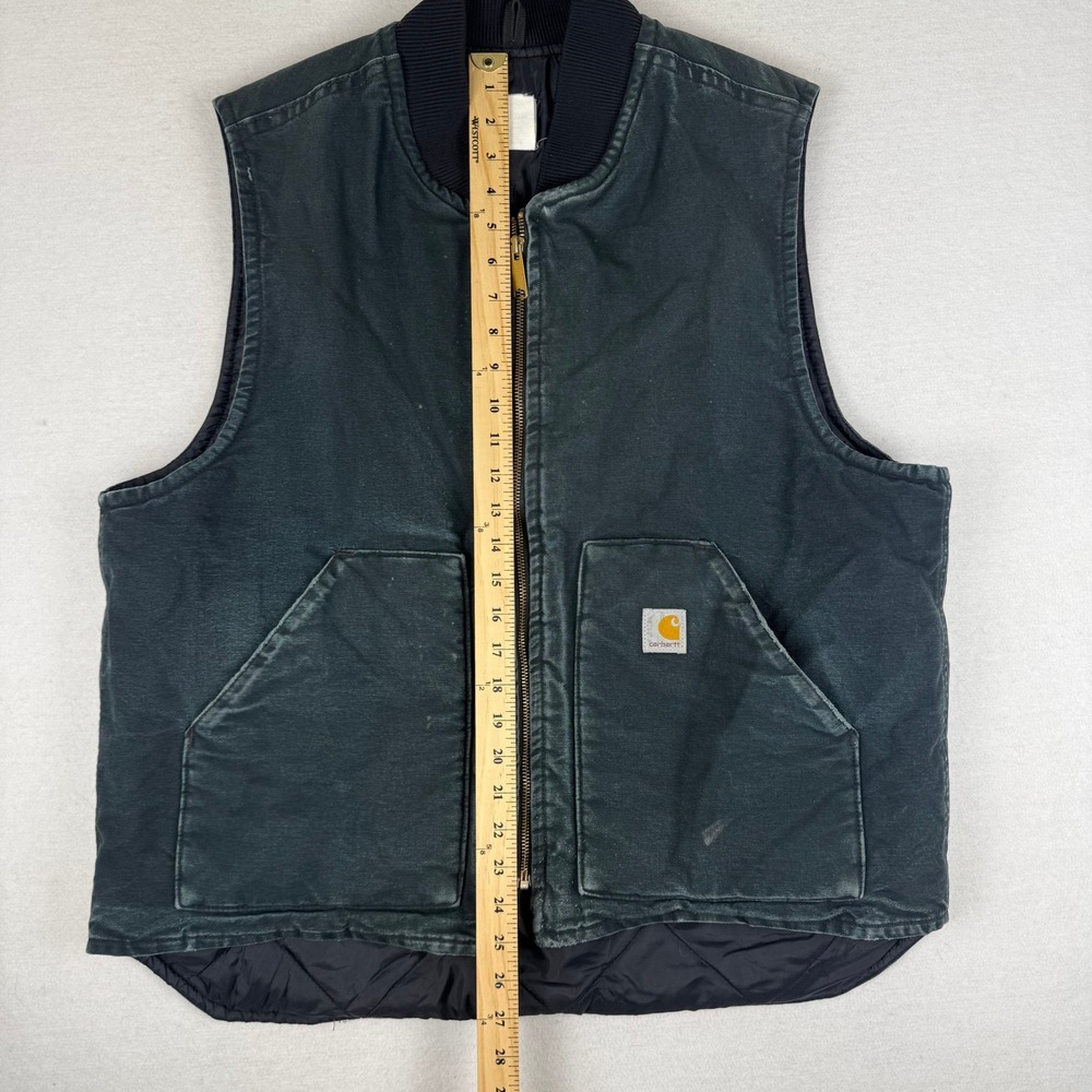 Carhartt Mens Arctic Quilt Lined Duck Vest Faded Black Workwear XL V01 BLK - Picture 5 of 8